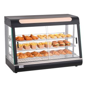 3-Tier Commercial Food Warmer Display, 1400W Food Display Warmer with LED Light, Top Storage and Adjustable Shelves, 86-185 Fahrenheit Steam Heat