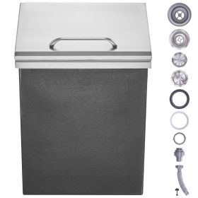 Drop in Ice Chest, 14"L x 12"W x 18"H Stainless Steel Ice Cooler, Commercial Ice Bin with Hinged Cover, 40 qt Outdoor Kitchen Ice Bar