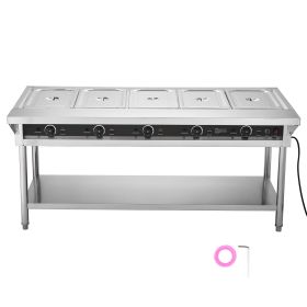 5-Pan Commercial Food Warmer, Electric Steam Table with Independent Temperature Control