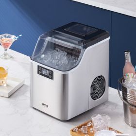 Portable Countertop Ice Maker 45Lbs/24H Self-Cleaning With Scoop Basket Home Bar (Option: Silver)