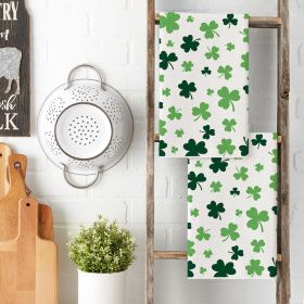 Green Clover Shamrock St. Patrick's Day Kitchen Towels Dish Towels, 18x26 Inch Farmhouse Holiday Spring Decoration Hand Towels Set of 2 (Color: Beige)